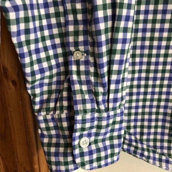 J. CREW Holiday 13 Check Cotton Button Down Shirt Blue Green Medium - Picture 10 of 15